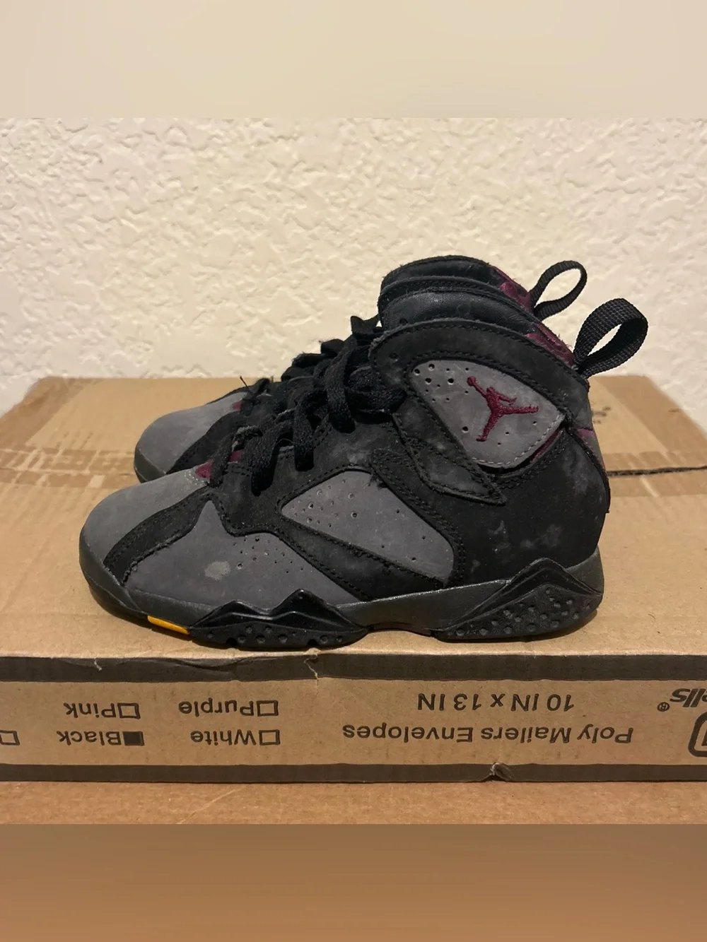 Air Jordan Retro 7 Bordeaux Sneakers in Black, Gray and Maroon 11C